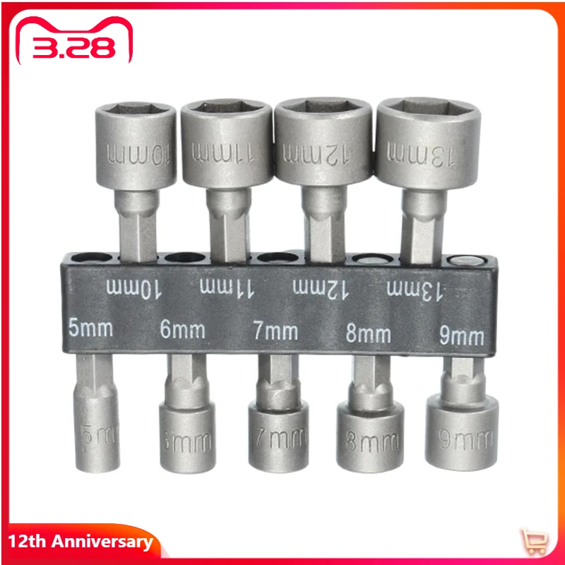 

9Pcs Drill Bit Adapter Hexagon Nut Driver Drill Bit Socket Screwdriver Wrench Set For Electric Screwdriver