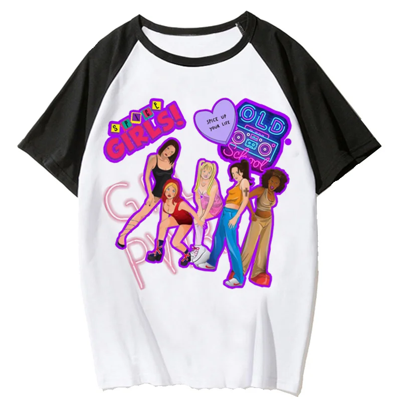 

spice girls summer top top tees male y2k white t shirt 2022 japanese print top tees manga vintage