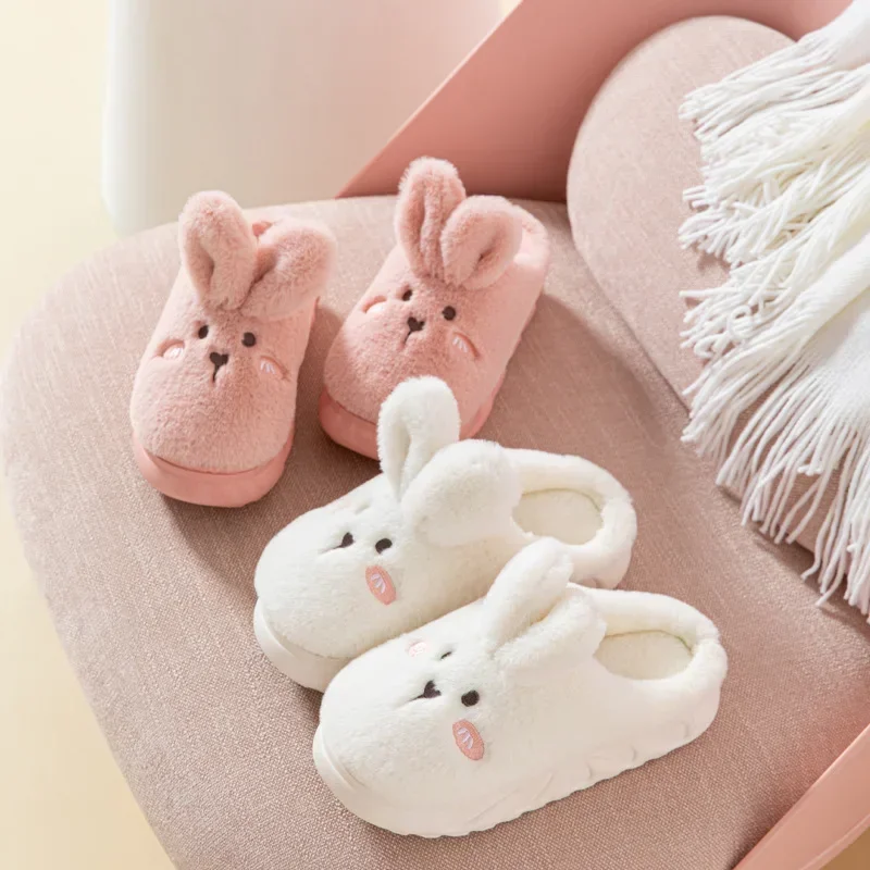 

Симпатичные женские шлепанцы в виде зайчика кролика, домашние тапочки на платформе для спальни, пушистая обувь с мягкой подошвой