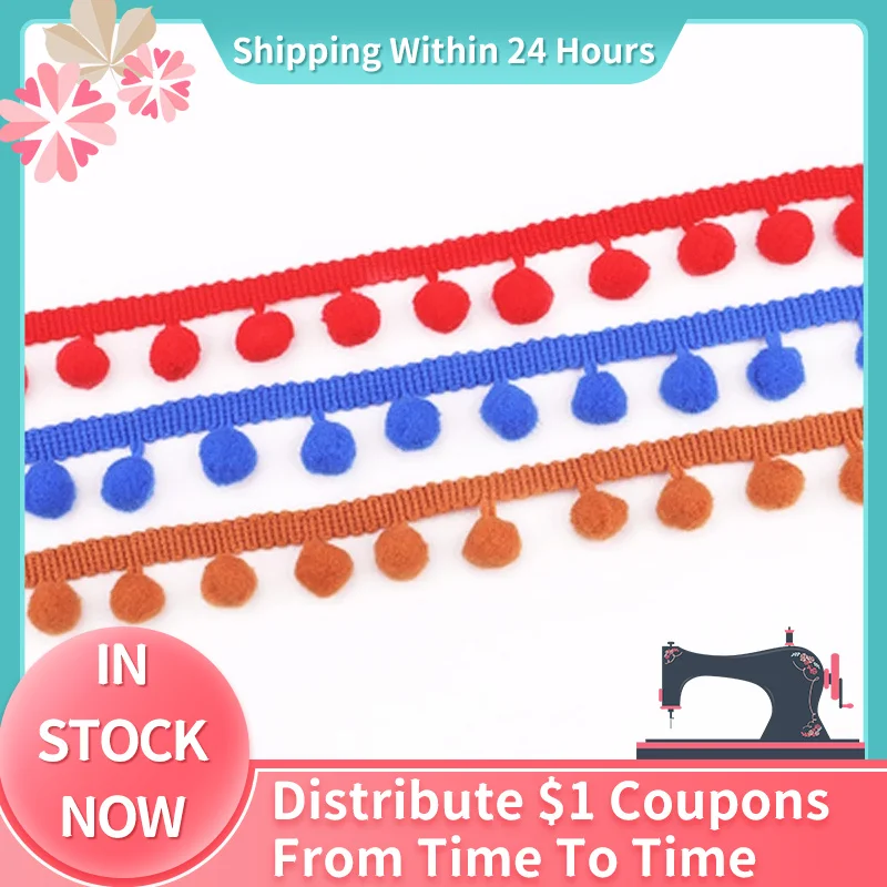 

5 Yards DIY Curtain Home Decorative Clothes Sewing Accessories Pompom Lace Ribbon Polyester Tassel With Fur Ball Trim For Craft
