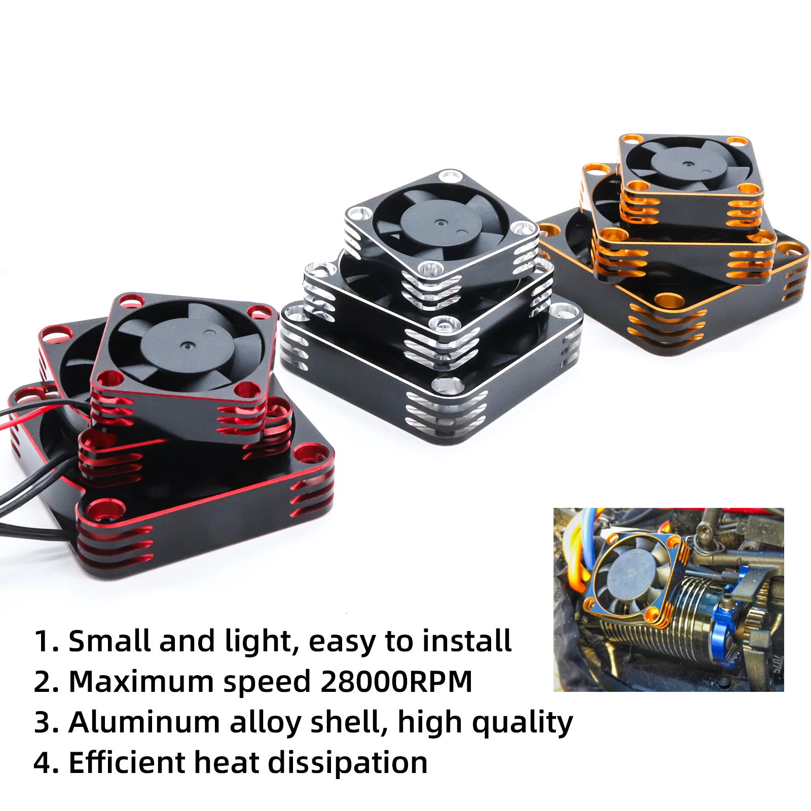 RC 30/40/50mm Fan 28000 RPM Heat Dissipation Cooling Fan for RC Crawler 1/10 1/8 1/5 540 550 Motor Brushless/Brushed ESC RC Car