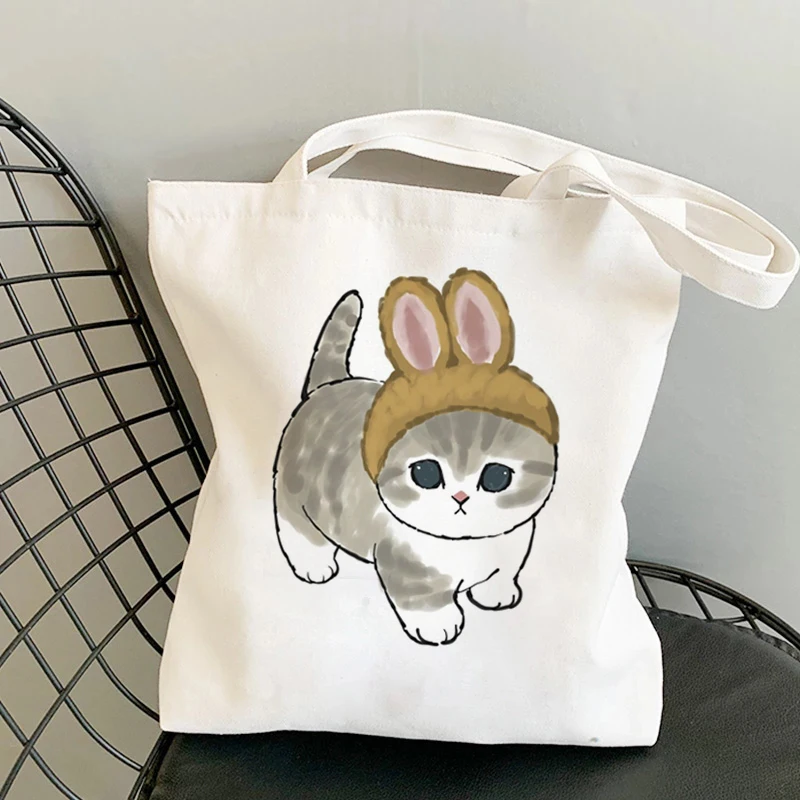 

Harajuku canvas bag shopping bag fun cats cartoon print gothic female bag large capacity Ulzzang cute women shoulder bags