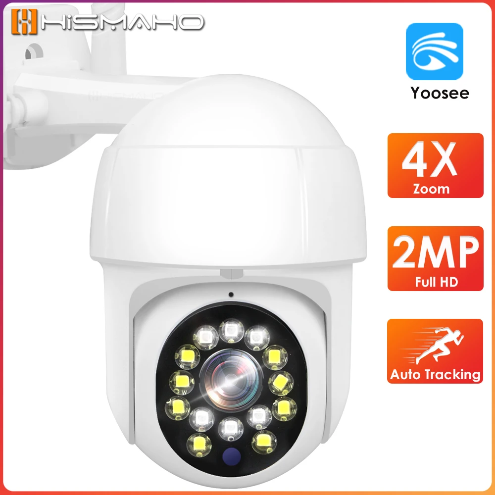 

Yoosee WiFi Наружная IP-камера 1080P HD PTZ Security CCTV Cam Автоматическое отслеживание Купольное видеонаблюдение 4x Zoom Mini Color Night