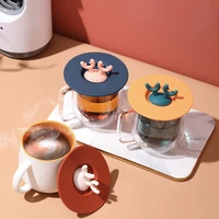 cute cartoon silicone cup lid multipurpose heat resistance leakproof cup lid silicone cup lid home kitchen