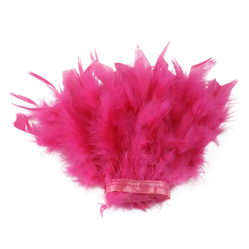 

2 yards Turkey Feather Trim Fringe 4-7 inches Leather Pink Chandelle Feathers For Skirt Dress Decoration Crafts