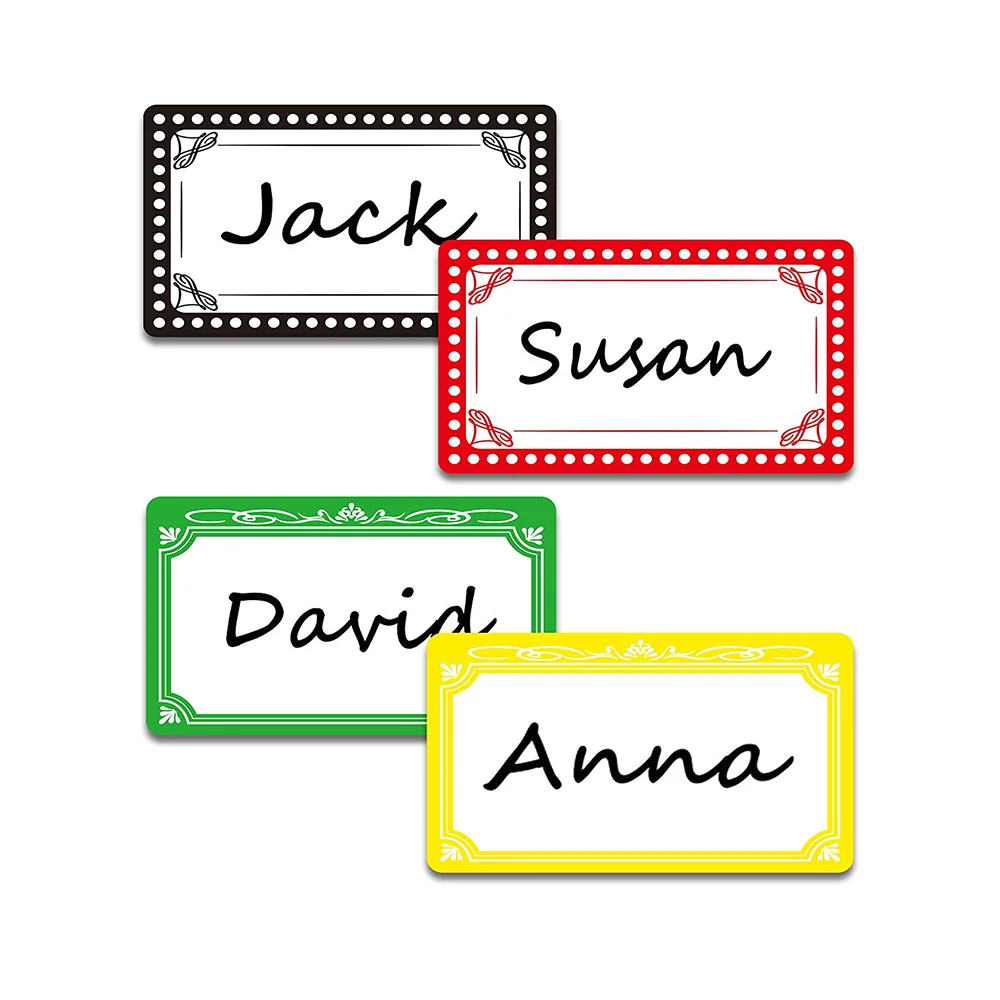 Cute Dot Name Tag Stickers 3.1x 2 Inch Colorful Border Peel And Stick Name Labels 300 Pack