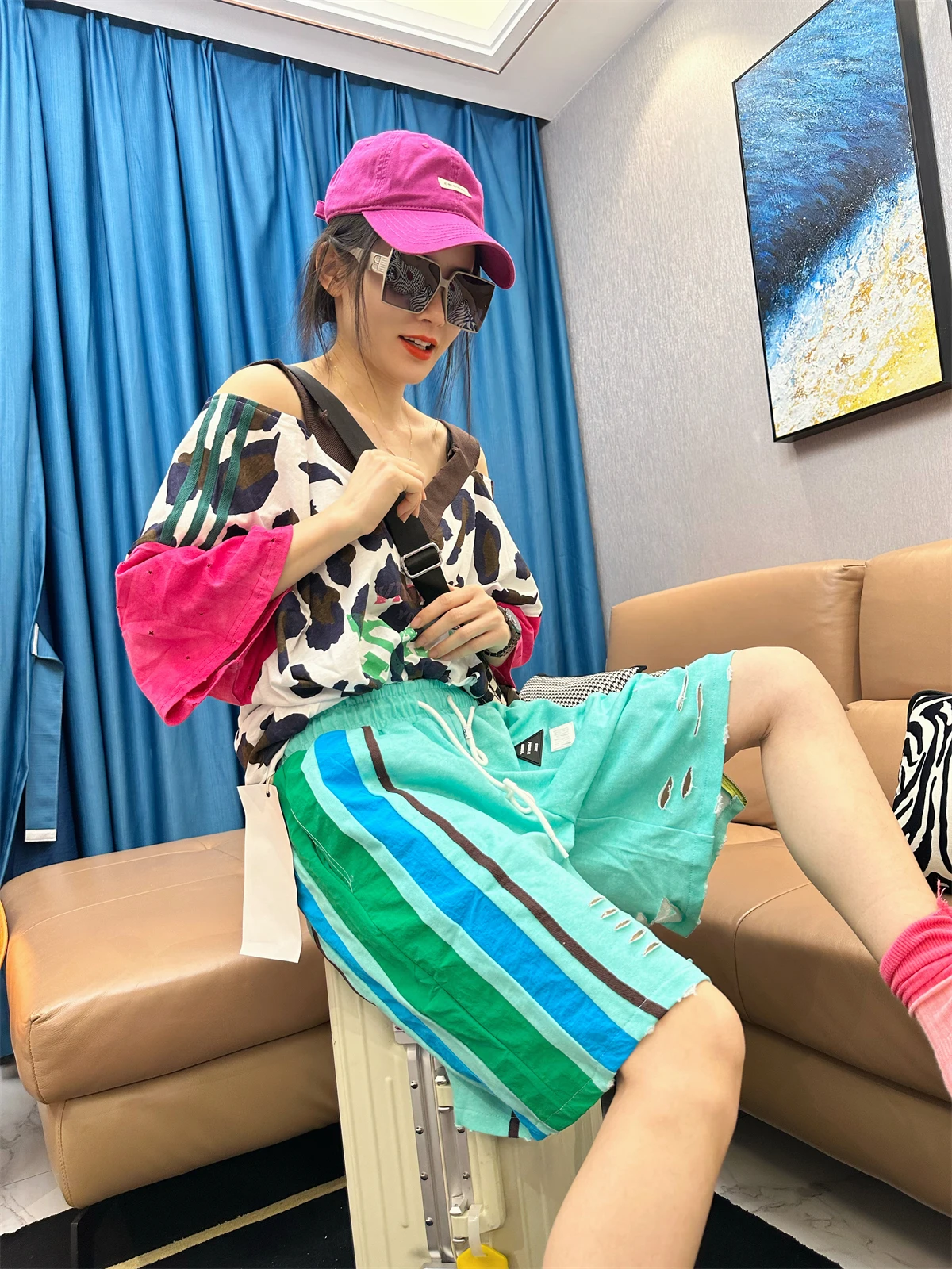 Loose Shorts for Women 2023 Summer New High Waist Zipper Ripped Short Pants Casual All-Matching Sports Wide Legs Shorts Female