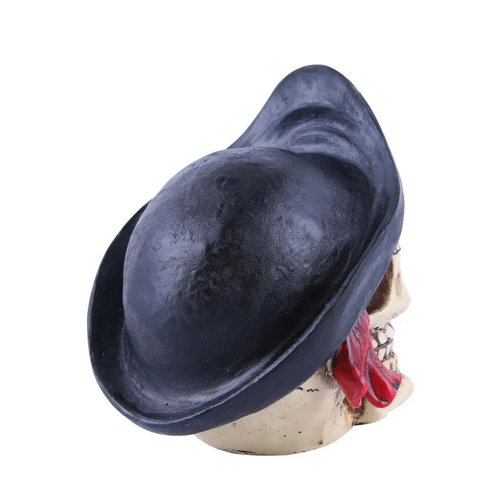 

VILEAD Pirate Captain Skull Head Halloween Horror Party Decor Skull Statue Movie Props Art Painting Skull Ornament Home Decor