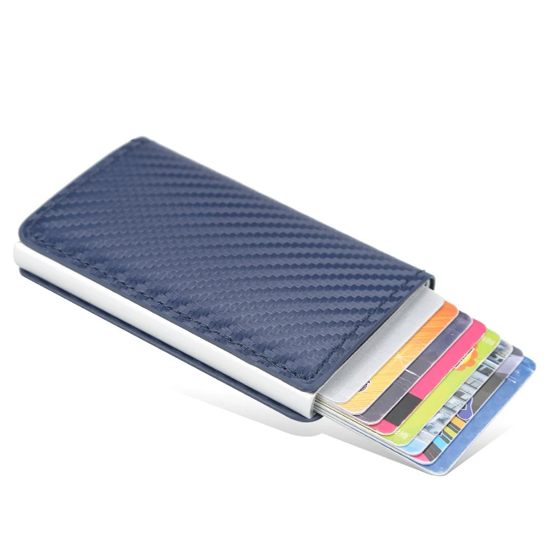 Men's Anti-theft Card Swiping Bag RFID Short Automatic Small Wallets Bank Business Clips Money Slots Female Plaid Card Holders