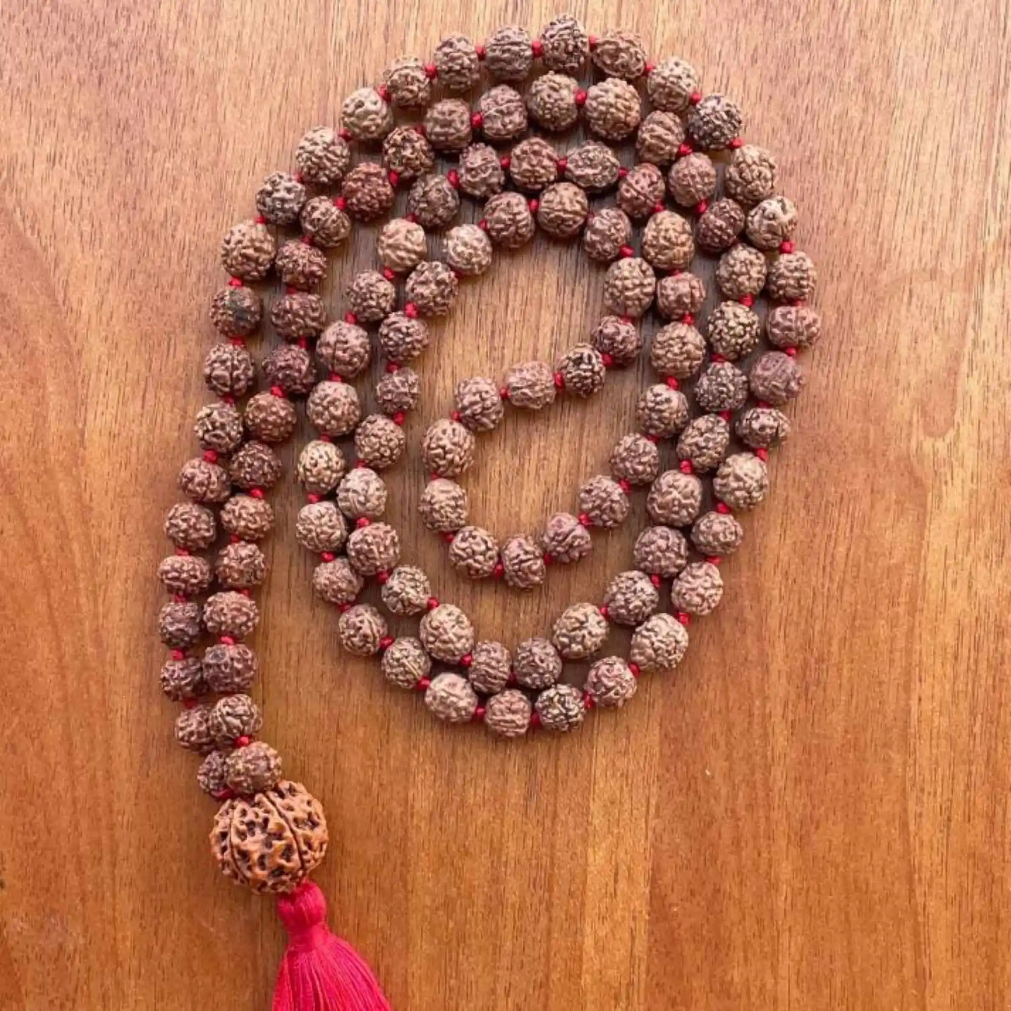 

Natural 8mm brown round Rudraksha Prayer mala 108+1 knot Necklace Elegant Thanksgiving Day Souvenir Chakra Cuff Energy Restore