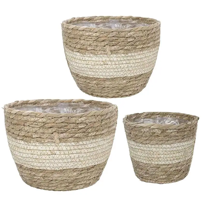 

PCS Woven Flower Pot Cover Durable Natural Flowerpot Planter Storage Basket Storage Basket Garden Home Decoration