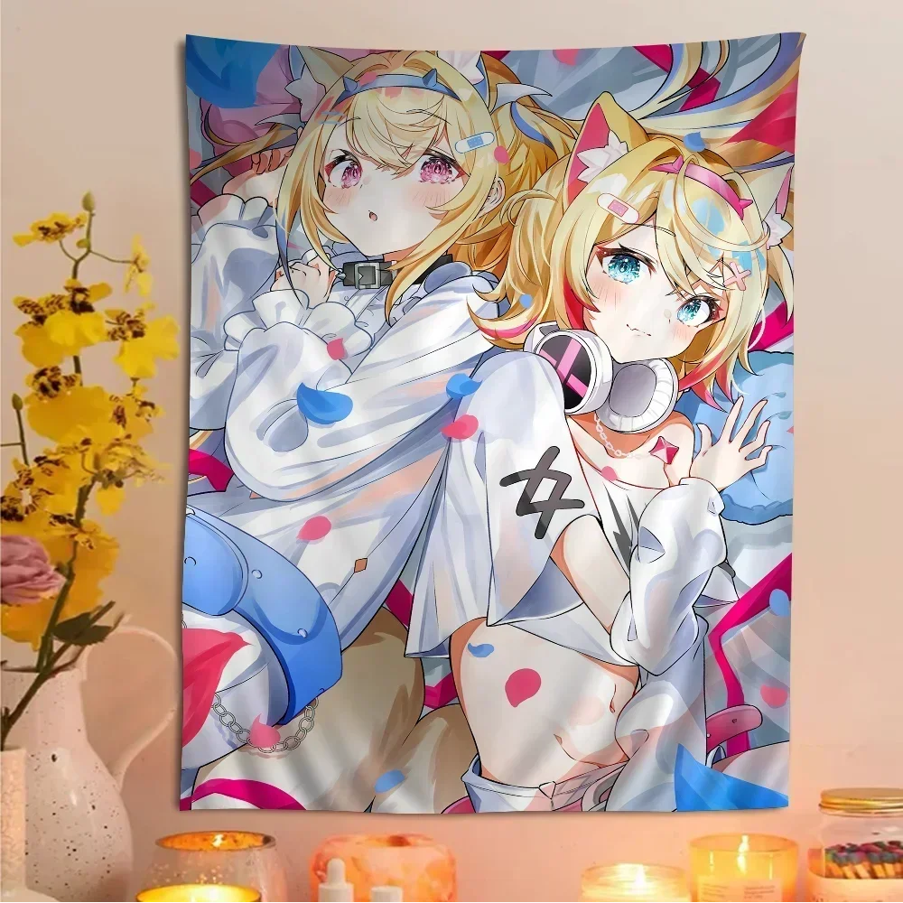 FuwaMoco Fuwawa Mococo Hololive Vtuber DIY настенный гобелен для гостиной дома и общежития Декор