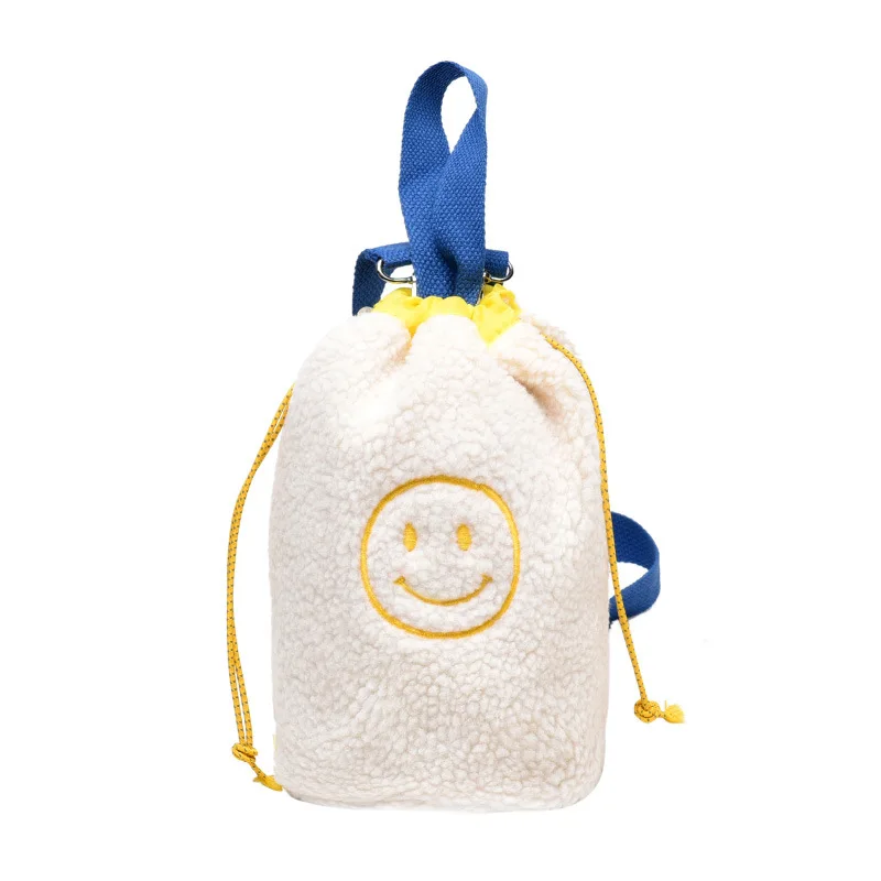 Маленькая мягкая сумка-мешок через плечо Smiley для девушек и женщин на бежевого