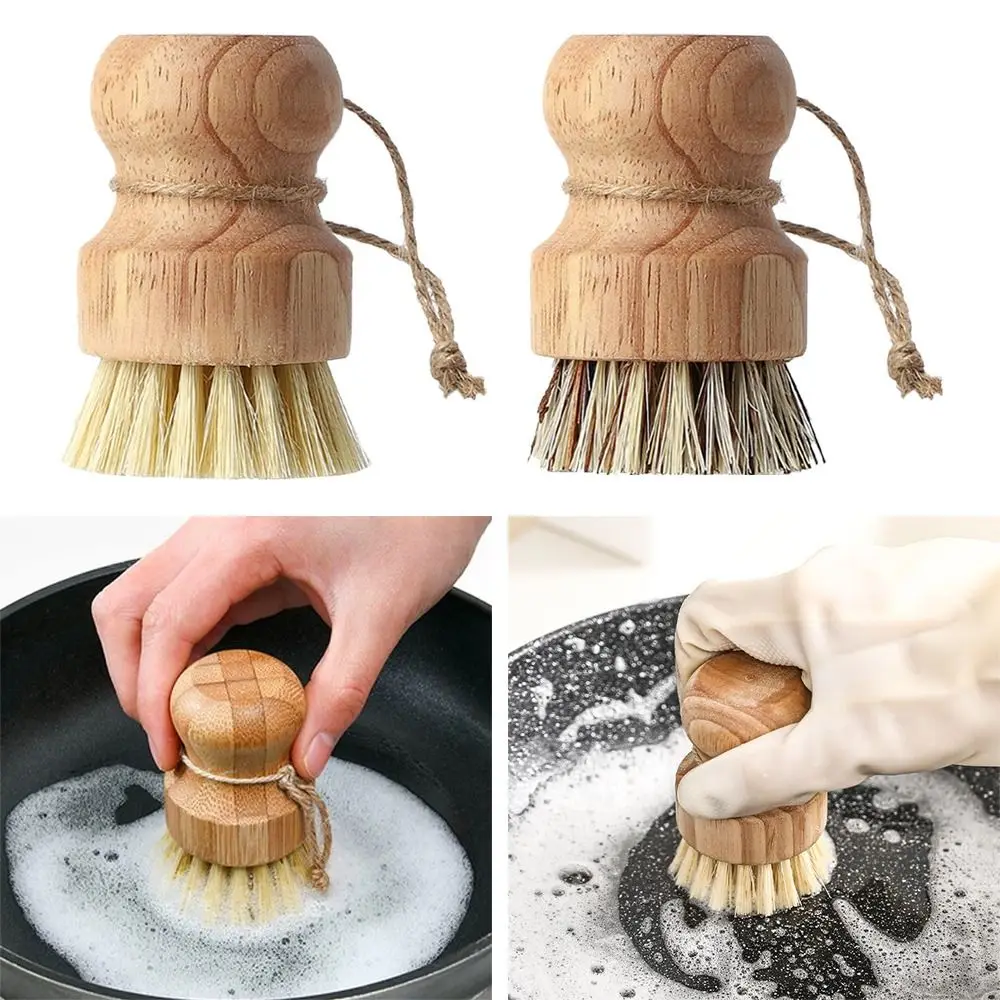 

Round Scrubber Household Pot Pan Scrubber Pot Net Brus Dish Washing Brush Palm Pot Brush Bamboo Dish Scrub Brushes