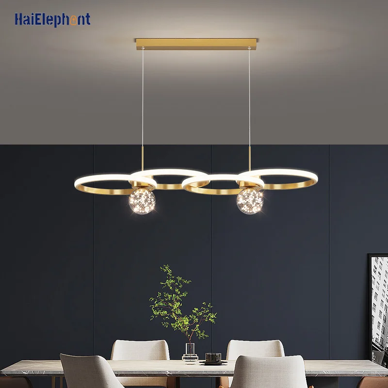 

Modern Gold Black LED Pendant Lights For Dining Living Room Bedroom Creative Hanging Lamp Gypsophila Ball Deco Lighting Fixtures