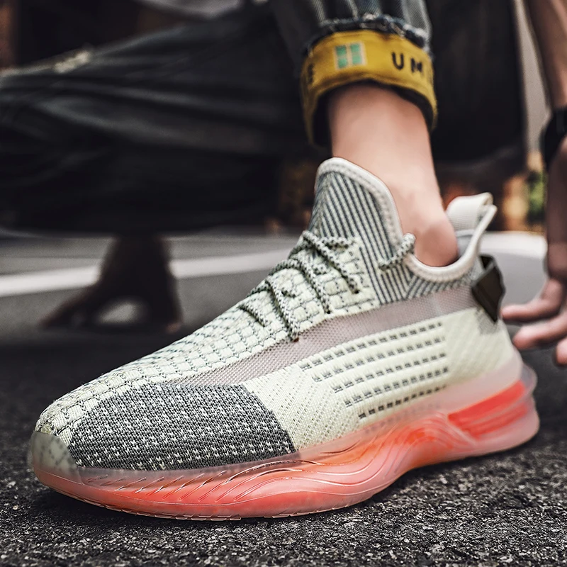 Men's New Shoes Lightweight Running Shoes Fashion Comfortable Walking Sneaker Knit Mesh Male Athletic Shoes