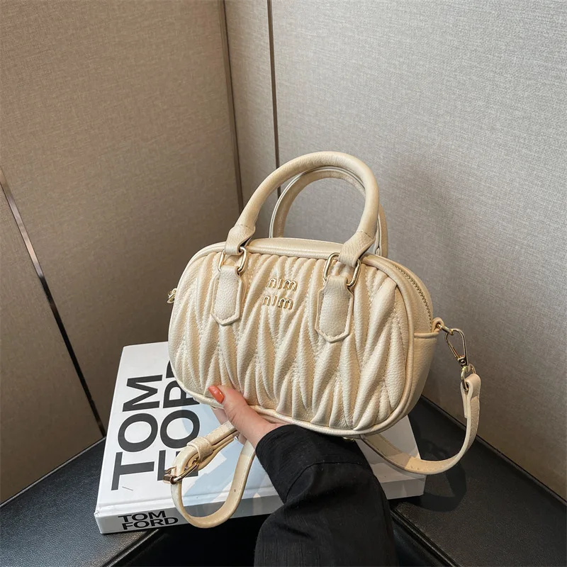 Luxury Brand Women's Bag 2023 New Fashion Pleated Satchels High Quality Purses Casual  Portable Small Square Handbag Sac