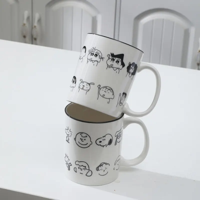 

Snoopy Woodstock Kawaii керамическая кружка для воды для мужчин и женщин, Офисная кружка с крышкой и ложкой, кружка для молока, милая кружка для питья к...