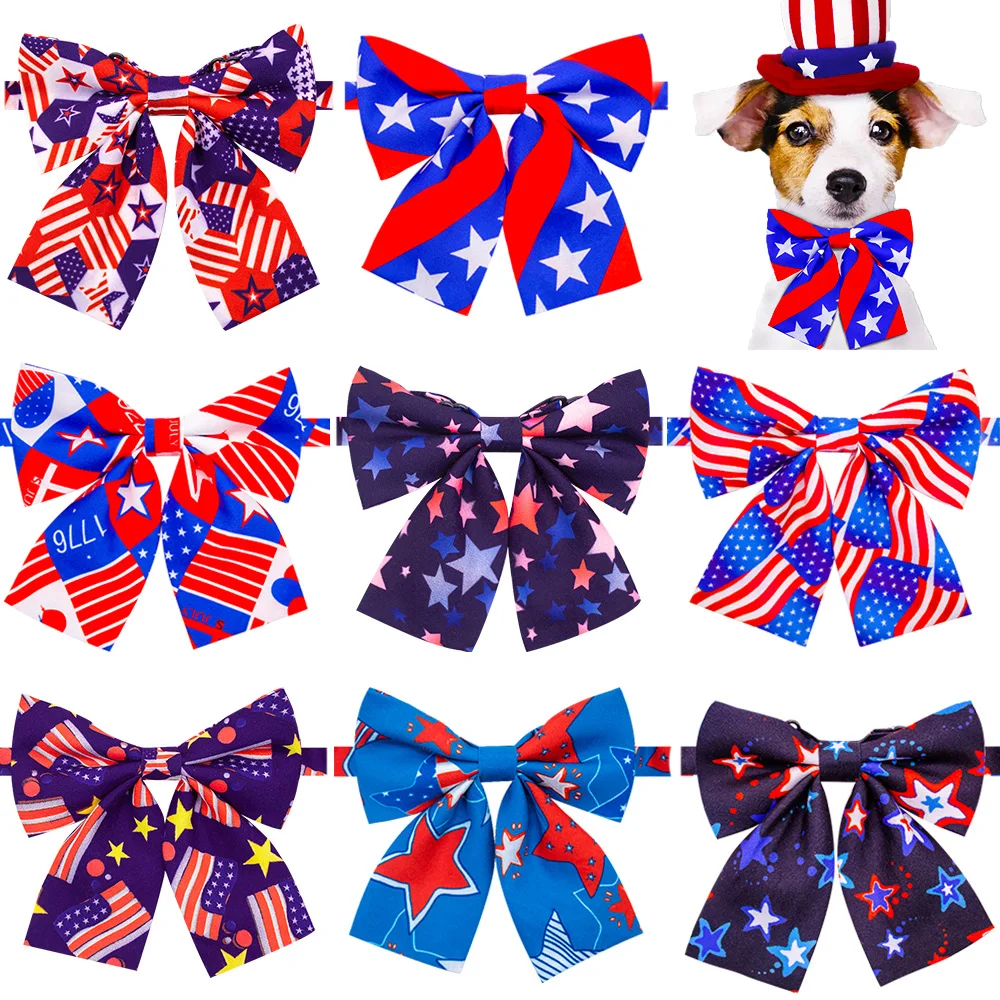 

10/20ps Dog Grooming Accessories Pet Dog Bow Tie American Independence Day Dog Accessories Small Dog Cat Bowties Pet Supplies