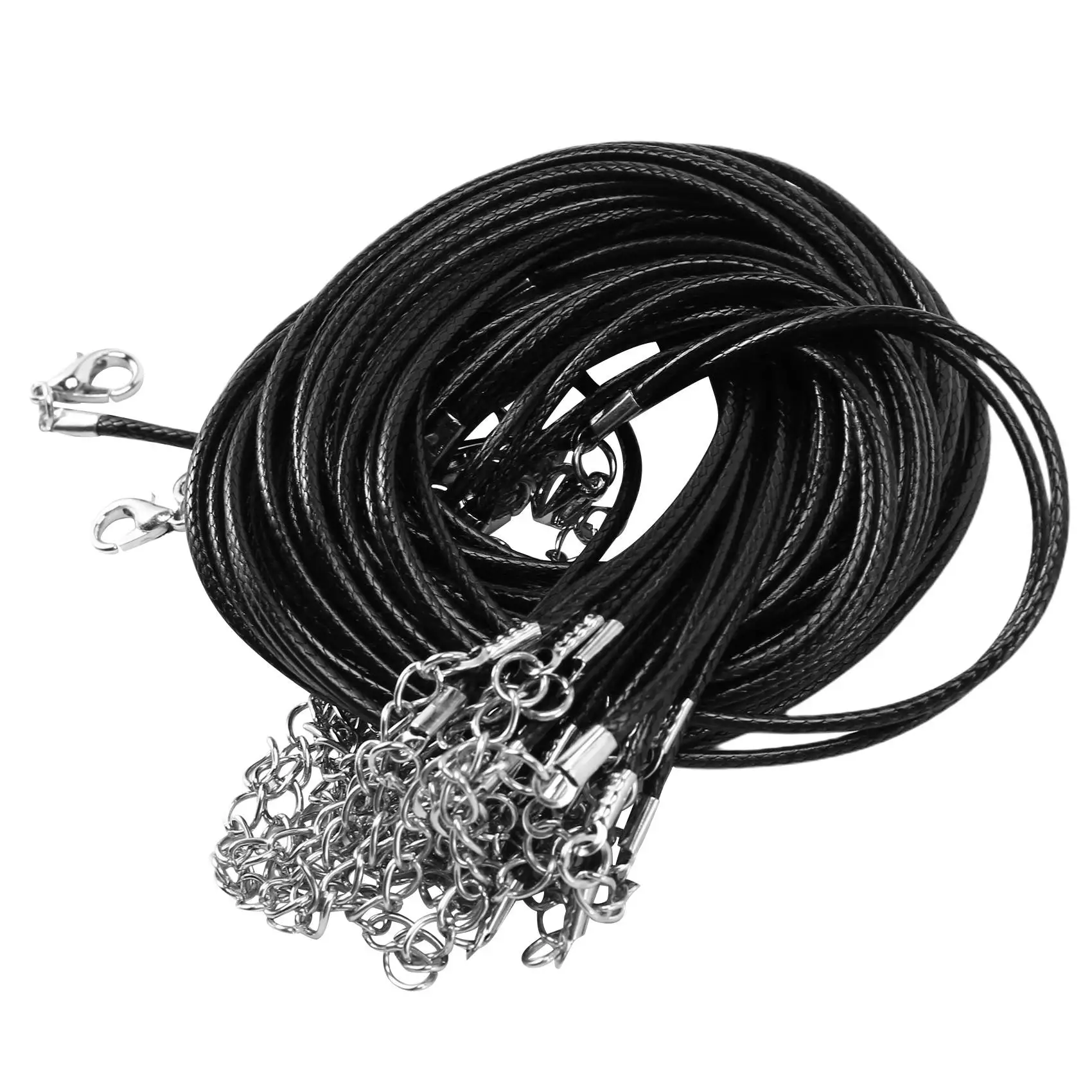

20 шт., 20 дюймов, черный вощеный шнур для ожерелья с застежкой, для изготовления браслетов, ожерелий и ювелирных изделий