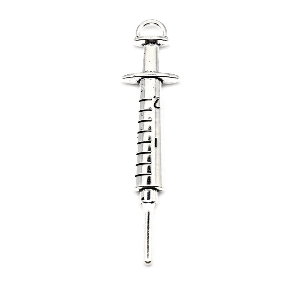 

Syringes Charm For Making Jewelry Diy Finding 15pcs 15x62mm