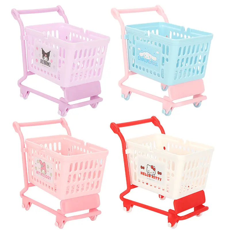 

Sanrio, тележка Hello Kitty Kuromi, настольная коробка для хранения ключей, корзина для всякой всячины, милая коричная декоративная игрушка