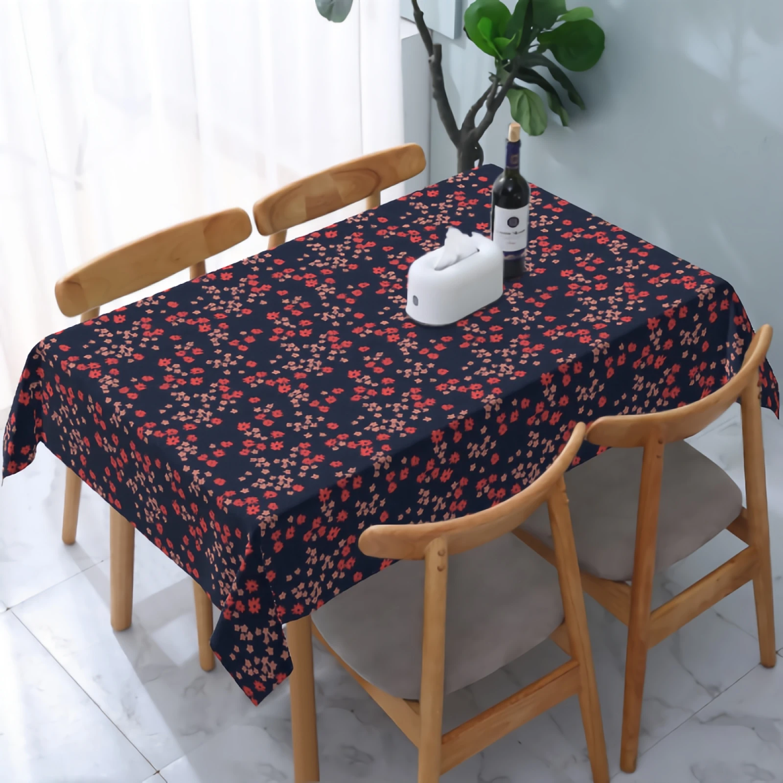 

Cute Floral Tablecloth Washable Stain and Wrinkle Resistant Water-Proof Table Cloth for Dining Table Party Home Decor 54x72 Inch