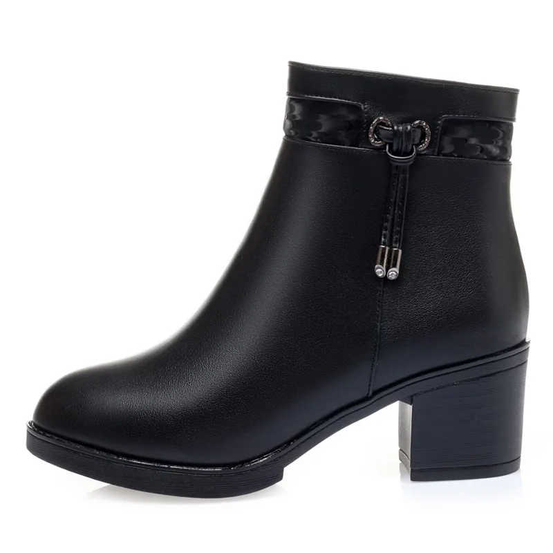 AIYUQI Women Winter Boots Non-slip 2023 Genuine Leather Fashion Wool Warm Women Ankle Boots  Large Size High Heels Shoes Boots