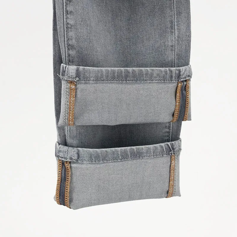 Men's Jeans Fashion Brand High Quality Retro Gray Straight Denims Pant Classic Casual Washed Style Street Trendy Men Trouser