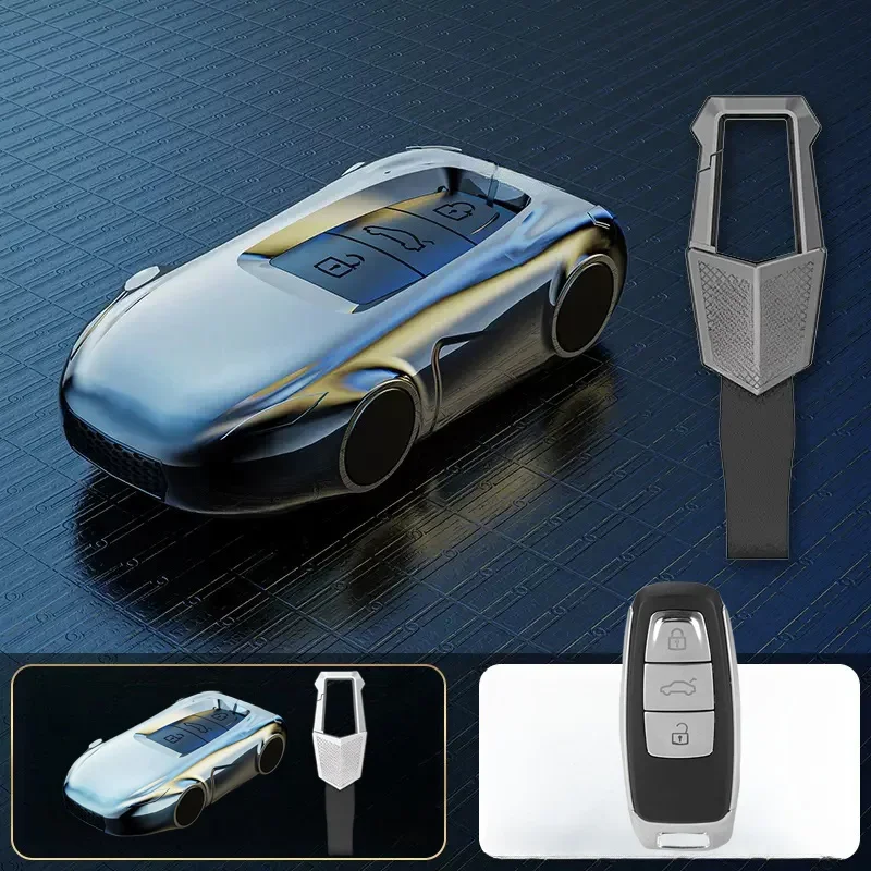 Цинковый сплав силиконовая флейта чехол с брелоком для Audi A3 A6 A7 A8 S8 Q8 E-Tron S3 S6 RS6 S7 RS7
