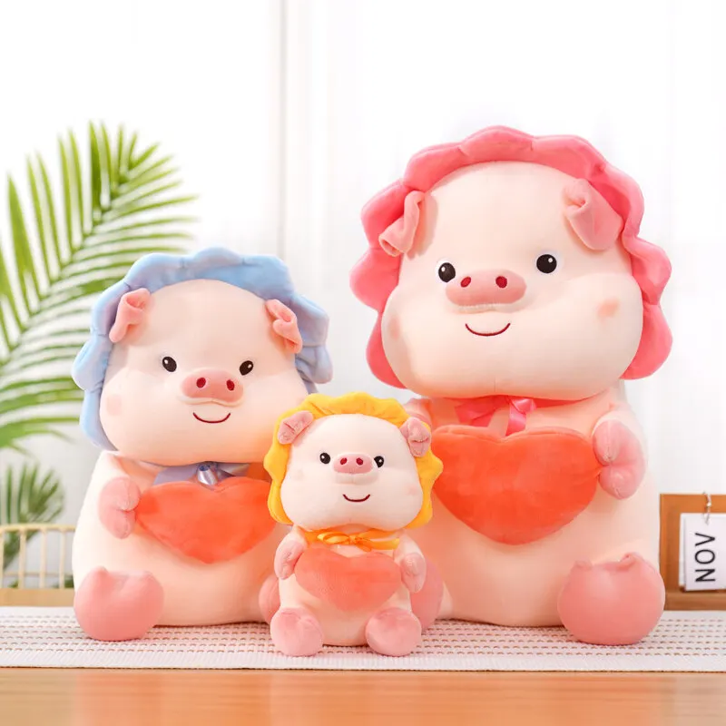 

22-45cm Kawaii Pink With Hat Pig Plush Toy Doll Pillow Animal Stuffed Plush Doll for Girlfriend Girl Valentine's Day Gifts
