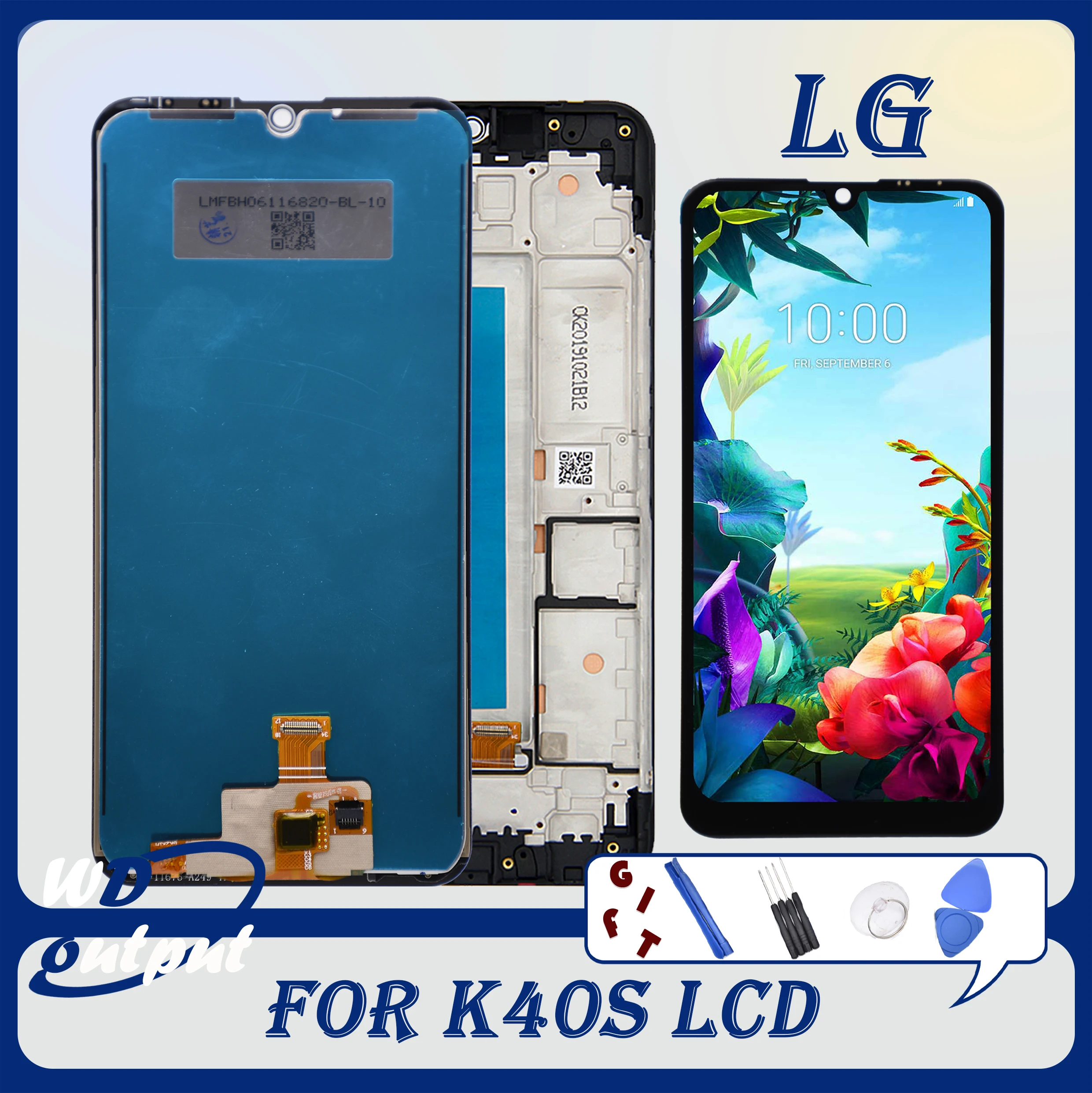 Оригинальный 5,5-дюймовый ЖК-дисплей для LG K40S, фото дисплей для LG K40S X430 X430EMW с рамкой
