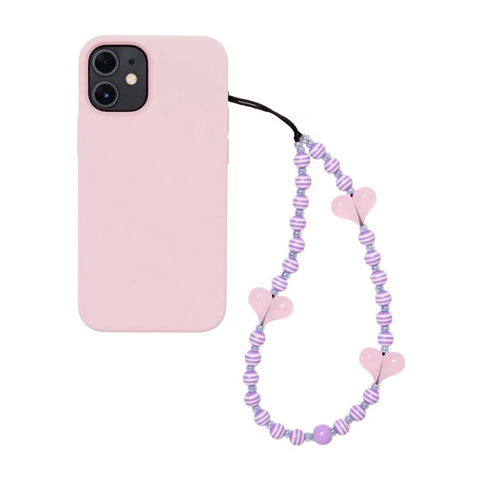 

Wholesale Mobile Chain Heart Telephone Accessories 2023 New Striped Bead Phone Charm Cell Phone Straps Jewelry Anti-lost Lanyard