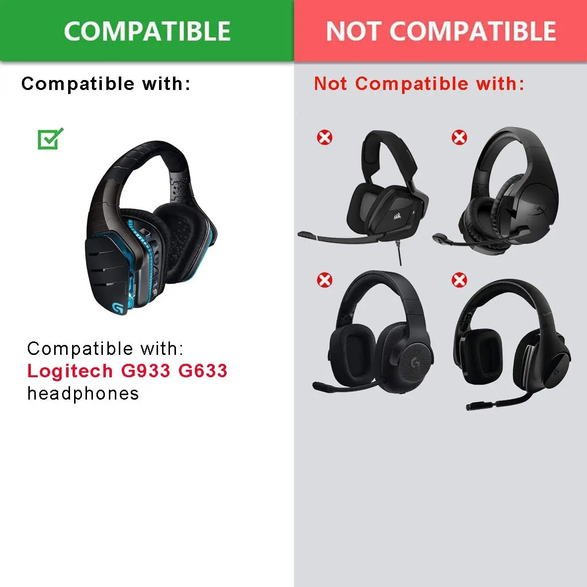 Фото Сменные амбушюры и оголовье для Logitech G933, G935, G633 / G933, G935, G633 Arte №4