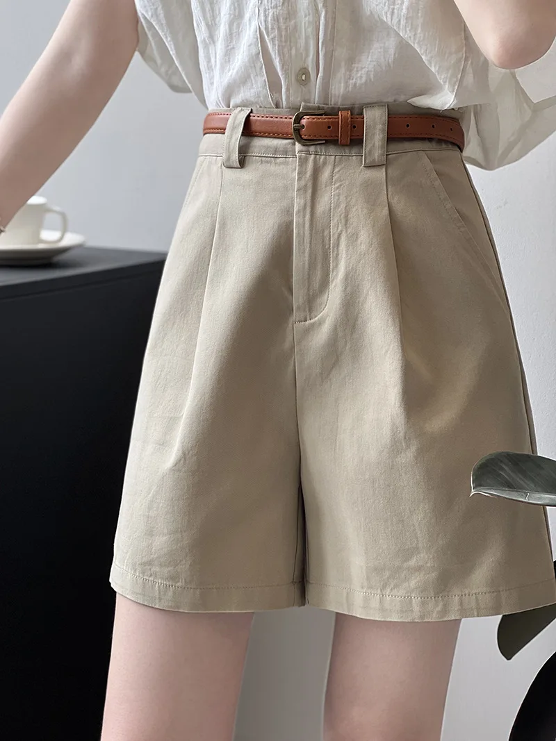 Women's Cargo Shorts Korean High Waist Loose Wide Leg Pants Versatile Casual Pants 2023 Summer Solid Color Commuting Clothes