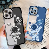 cartoon transparent astronaut phone cases for iphone 11 12 13 pro max 7 8 plus se 2020 xs x xr cute angel eyes clear back covers
