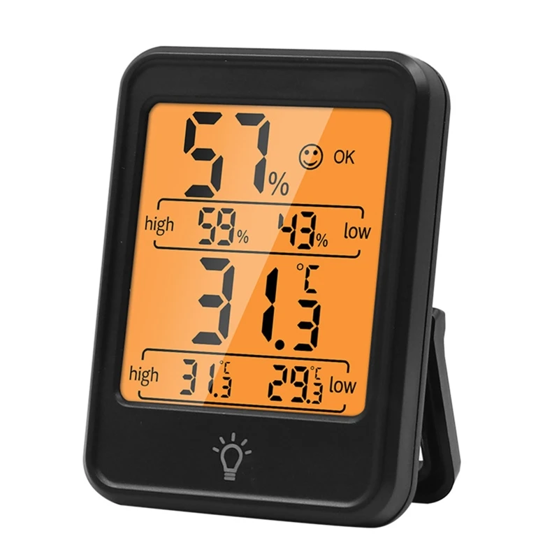 Digital Room Thermometer Mini Hygrometer Indoor Humidity Meter Min Max Records Air Comfort Indicator for Home Office