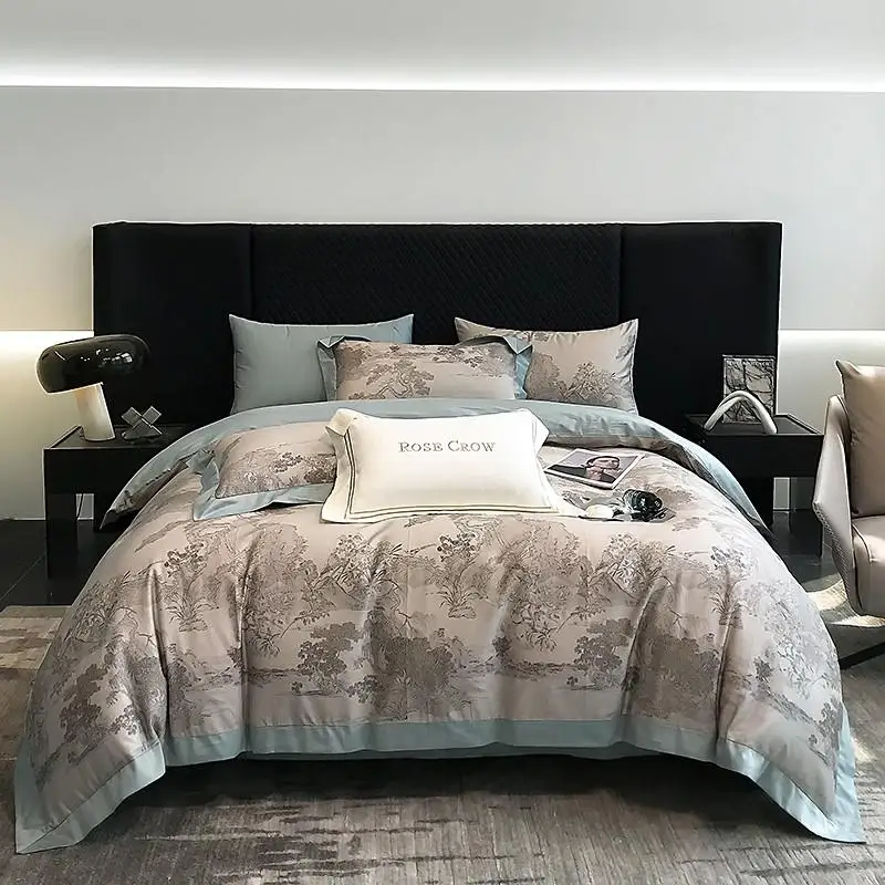 

Комплект постельного белья IvaRose HOME TEXTILE из египетского хлопка серый джунгли 4 шт.