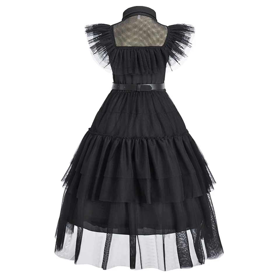 Платье для косплея маленьких девочек Vestidos детский однотонный костюм Аддамс в