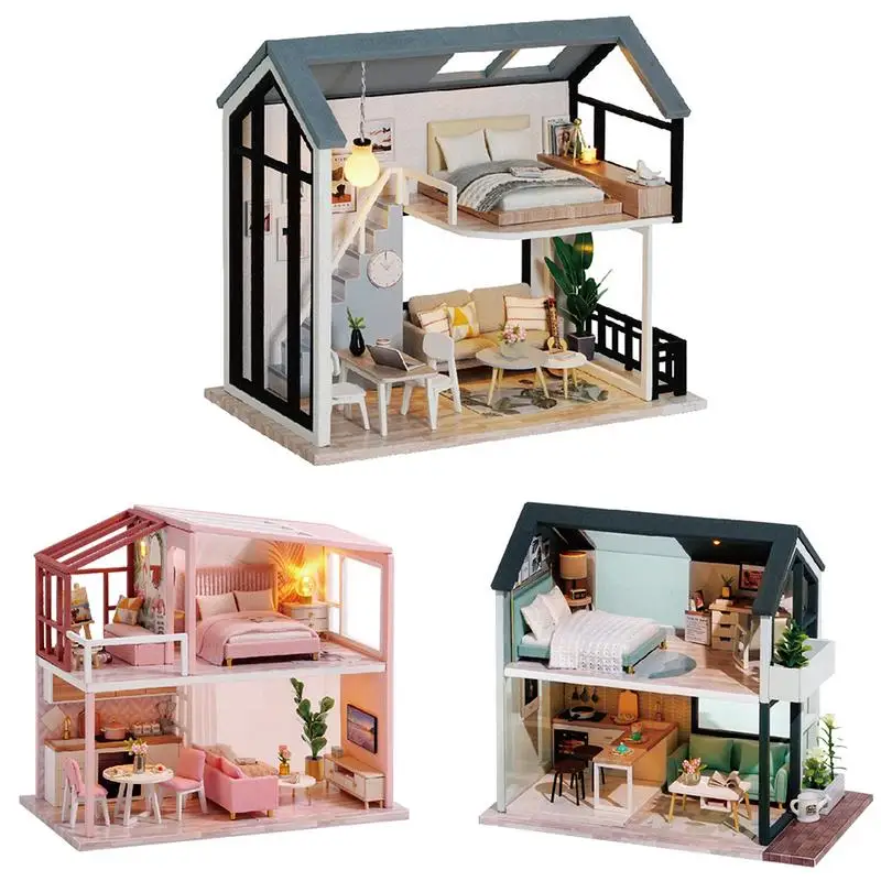 

Diy Miniature Dollhouses Kit Roombox Little Houses Model Wooden Toys For Children Christmas Gifts Mini Doll House Furniture Casa