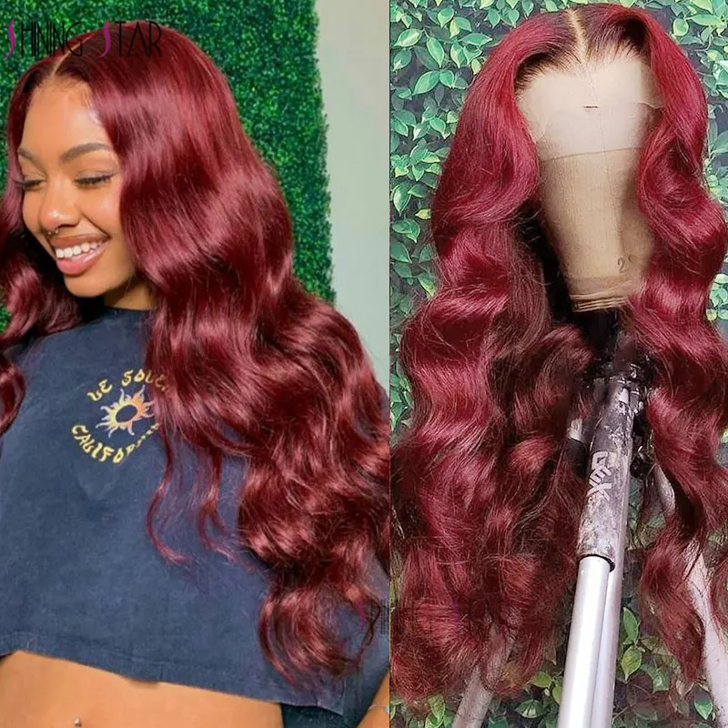 

Burgundy Body Wave Lace Front Wigs For Women Human Hair Lace Frontal Wigs Colored Brazilian Curly Human Hair Wig Solde Remy Hair