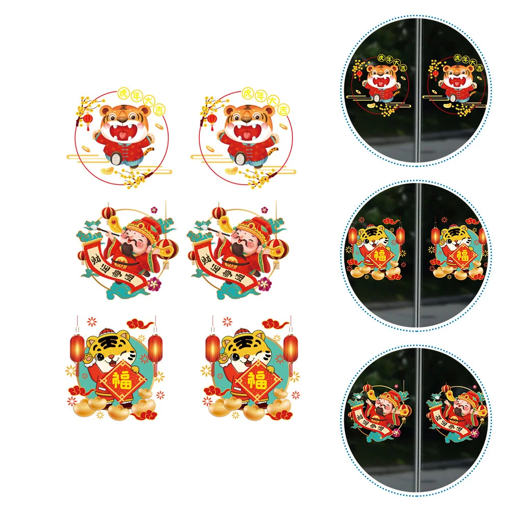 

6Pcs Lovely Cartoon Door Sticker Home Window Sticker New Year Ornament