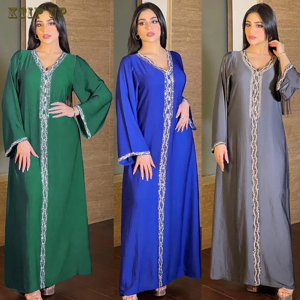 

Middle East Iftar Dubai Arabic Muslim Abaya Dress For Women Fall Champagne Moroccan Kaftan Hooded Robe Turkish Islamic Jalabiya