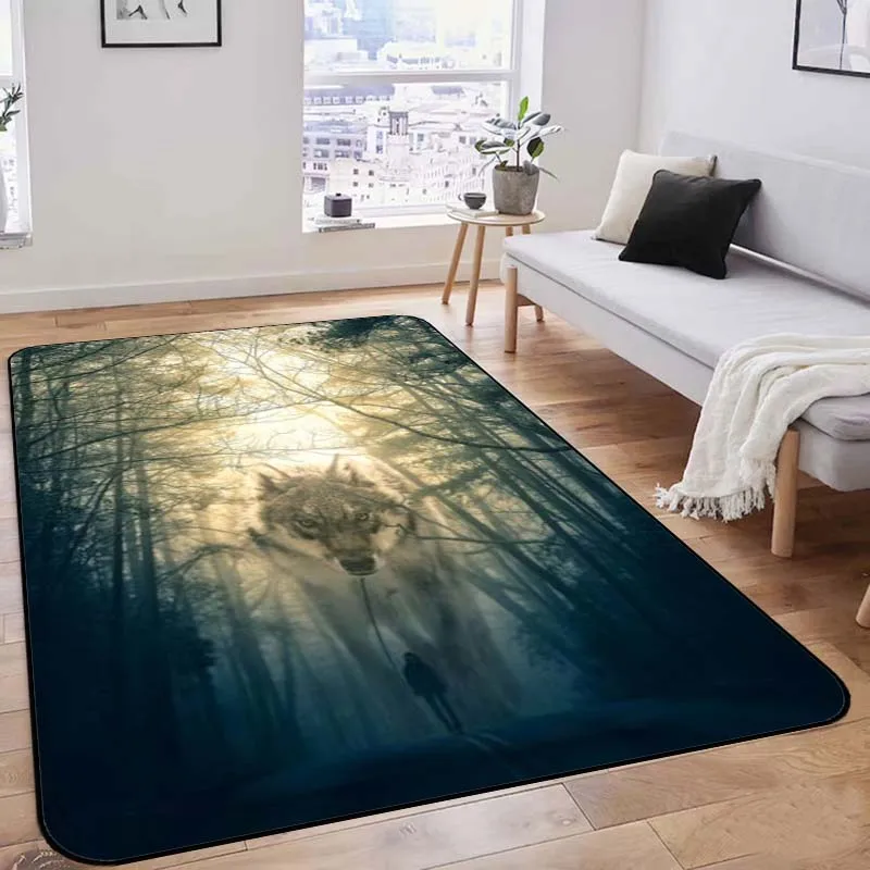 Ковер для гостиной с 3D рисунком волка льва Нескользящие коврики Придверный