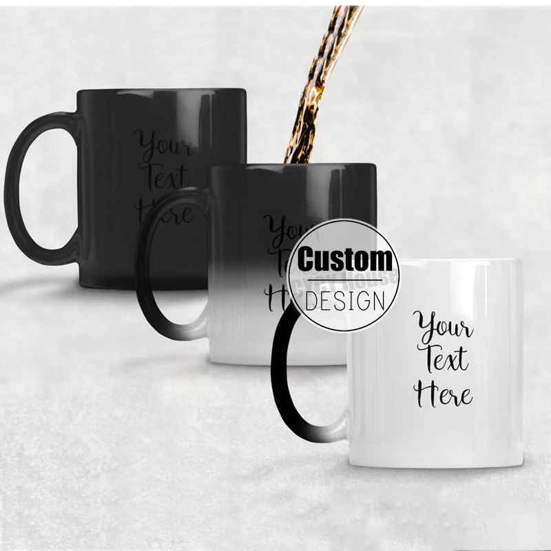 

Custom Desin Personalized Magic Mug Heat Sensitive Ceramic Color Changing Coffee Mugs Milk Cup Gift Print Pictures R2017