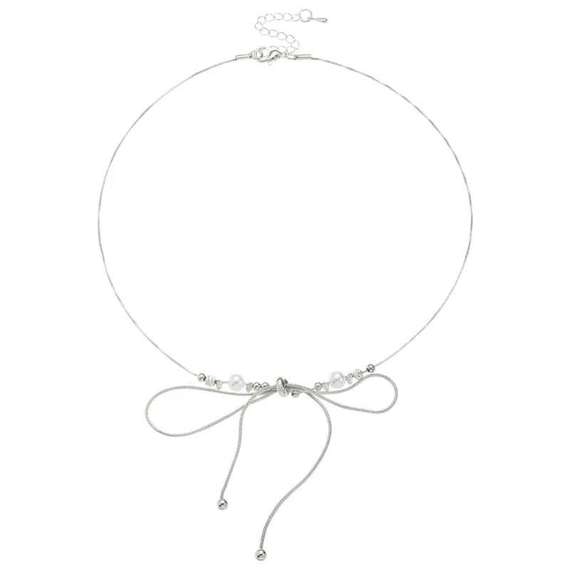 95AB простой кулон-бабочка ожерелье регулируемая длина шейная цепочка с бантом