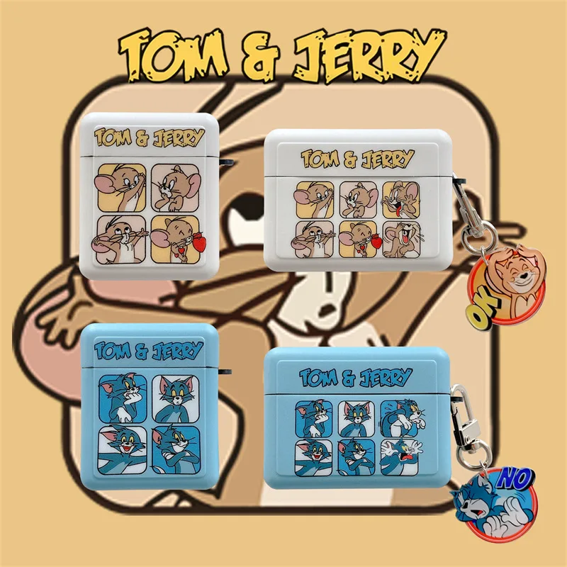 

Мультяшный чехол для наушников Tom and Jerry для Airpods 1 2 3 Pro, защитный чехол для беспроводных наушников Bluetooth, милый чехол