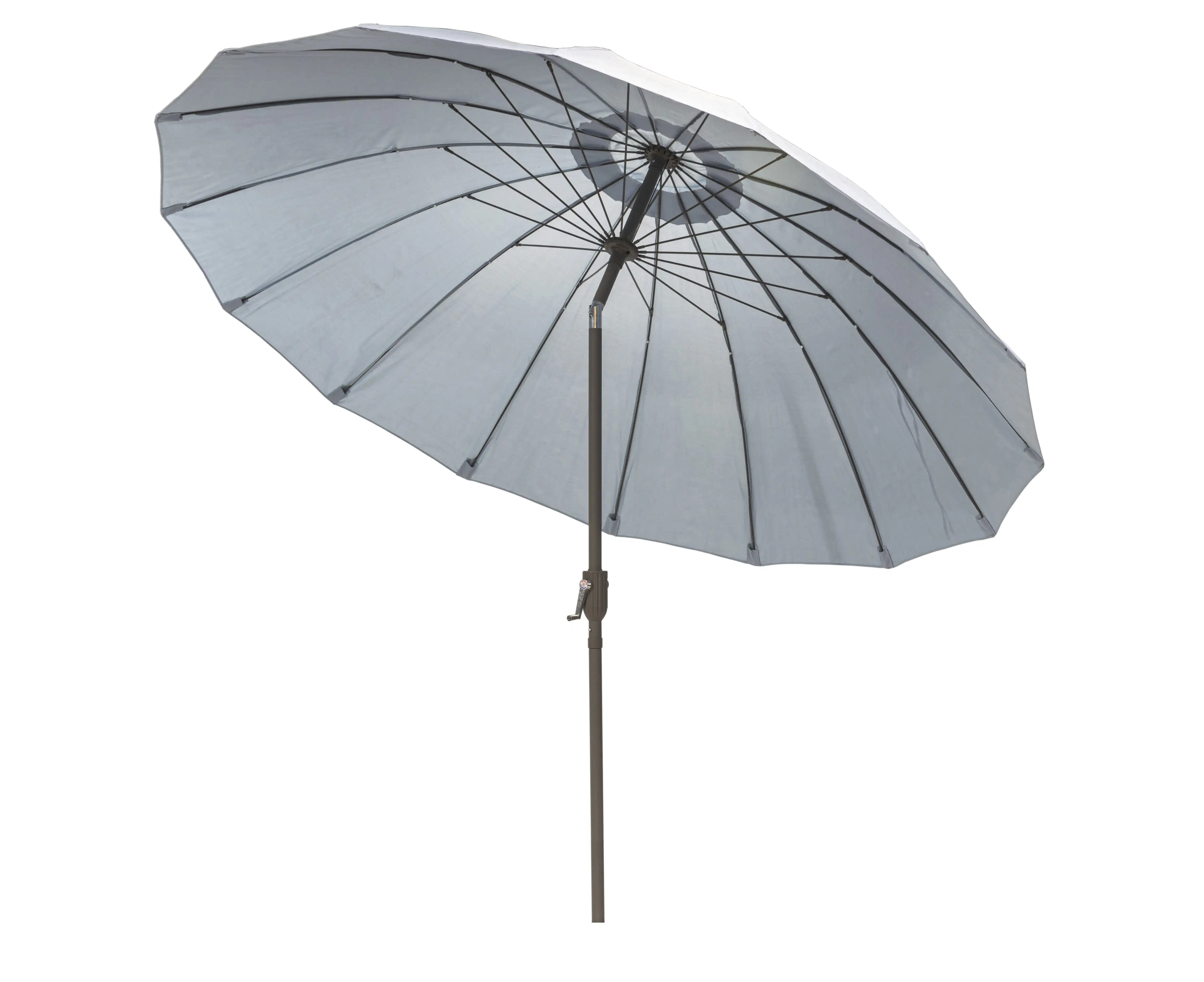 10ft Outdoor Patio Umbrella 16 Fiberglass Ribs Patio Market Aluminium Tilt W/ Crank Outdoor Yard Garden--Light Blue