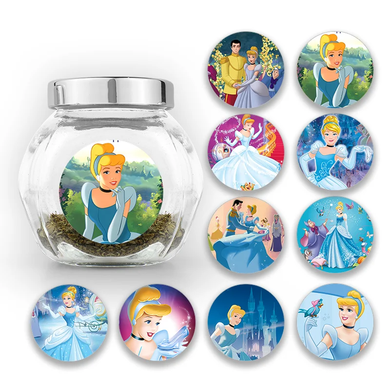 

Disney Cinderella Princess Cartoon Round Stickers Labels Childrens Theme Party Gift Decorate Packing Teacher Rewarded Supplies