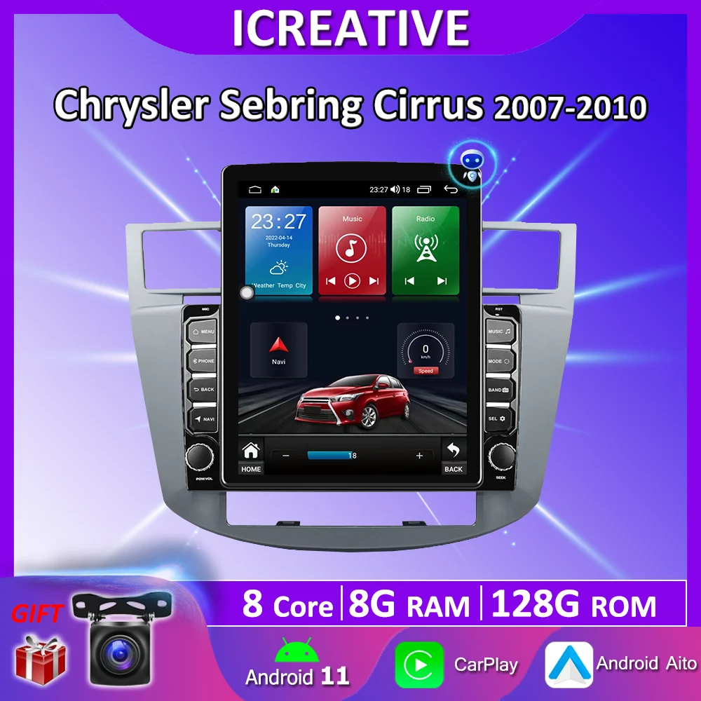 

Icreative 4G LTE Android 10 Carplay For Chrysler Sebring Cirrus 2007-2010 9.7" Tesla Screen Vertical Style GPS Multimedia Player